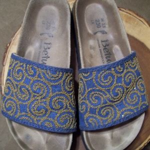 BIRKENSTOCK Denim Beaded Platform Sandals 36/5-6 N